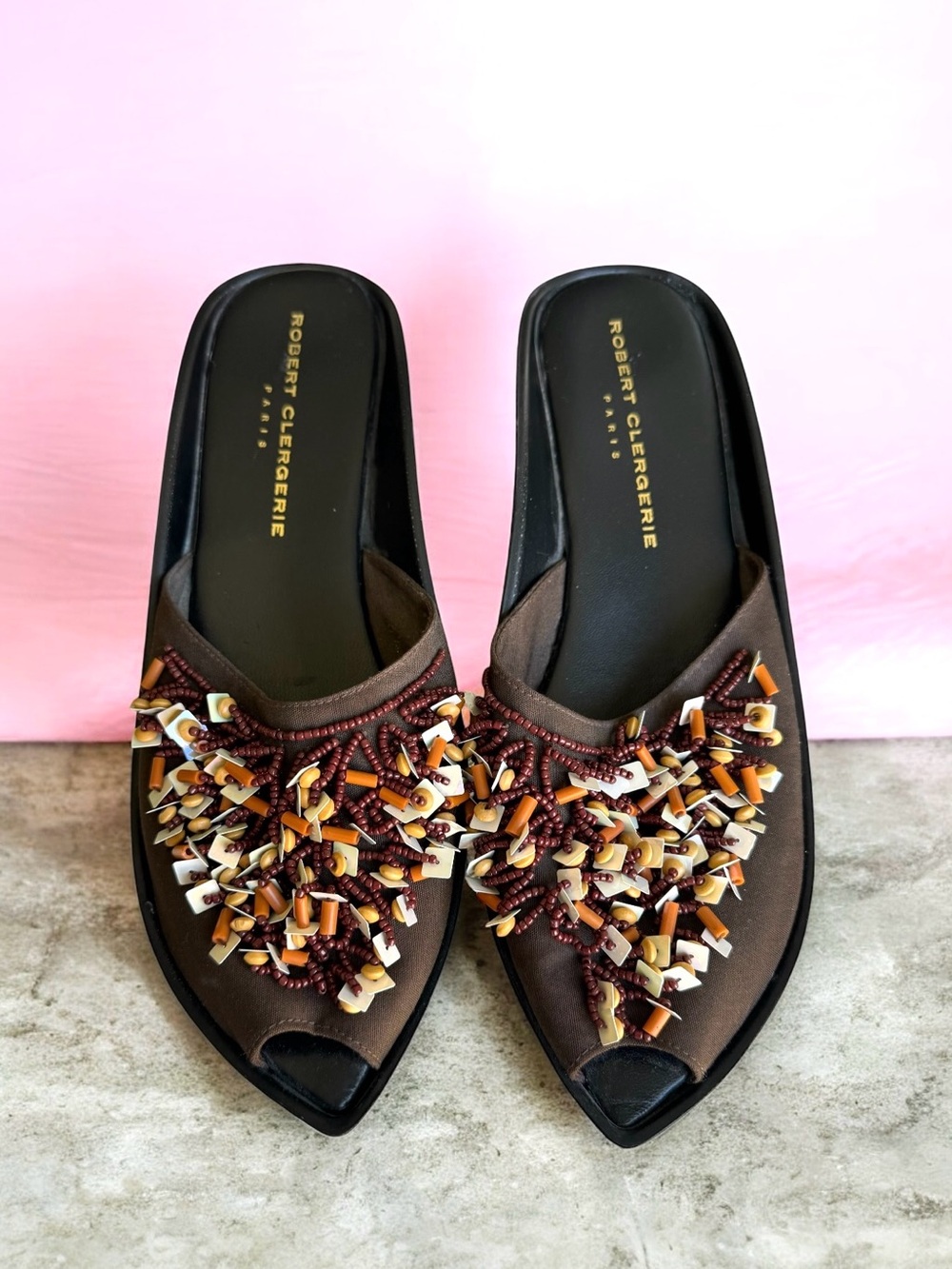 Robert Clergerie Embellished Beaded Platform Sandals Mules